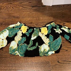 Free People crop tropical print off shoulder top